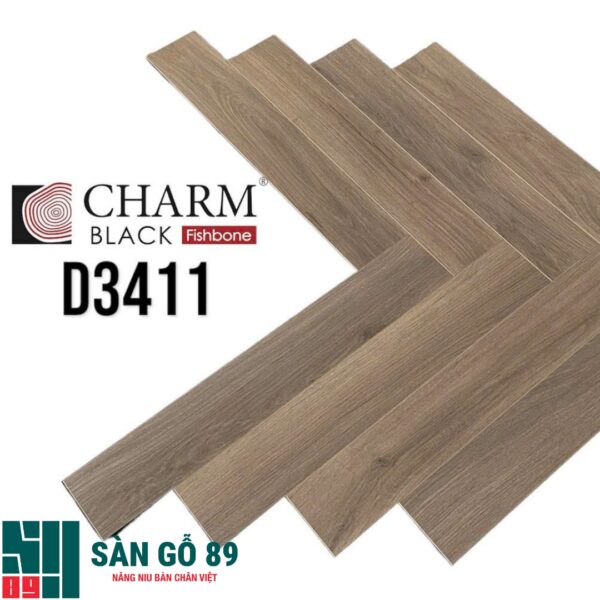 Sàn gỗ xương cá Charm Black D3411