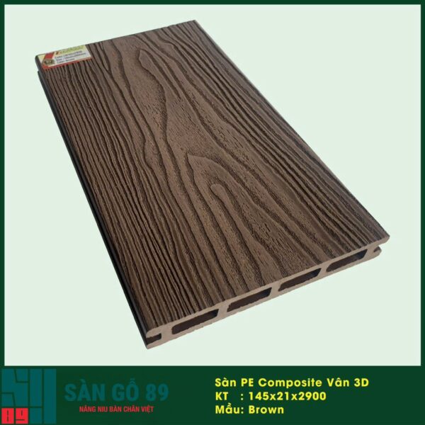 Sàn PE vân 3D mầu Brown