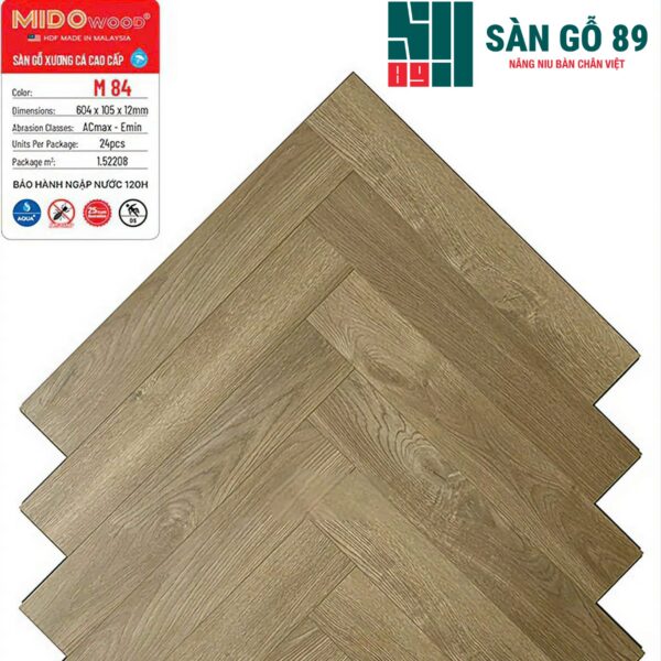 Sàn gỗ xương cá Mido Wood M84