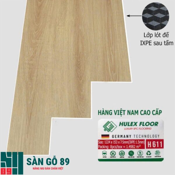 Sàn nhựa hèm khóa Hulex Floor 6mm H611