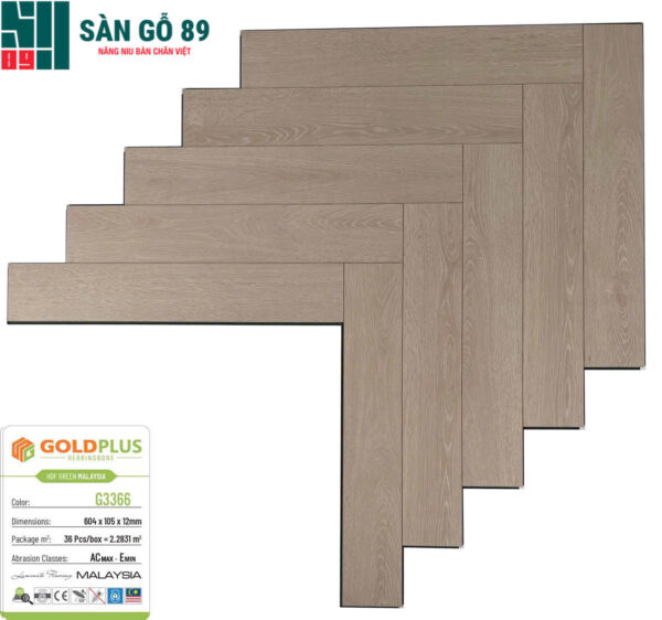 Sàn gỗ Goldplus xương cá G3366